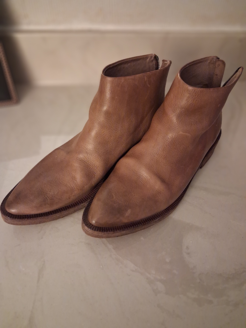 Marséll Leather Pointed Almond Toe Ankle Boots~ Chic Stlye - Picture 5 of 9